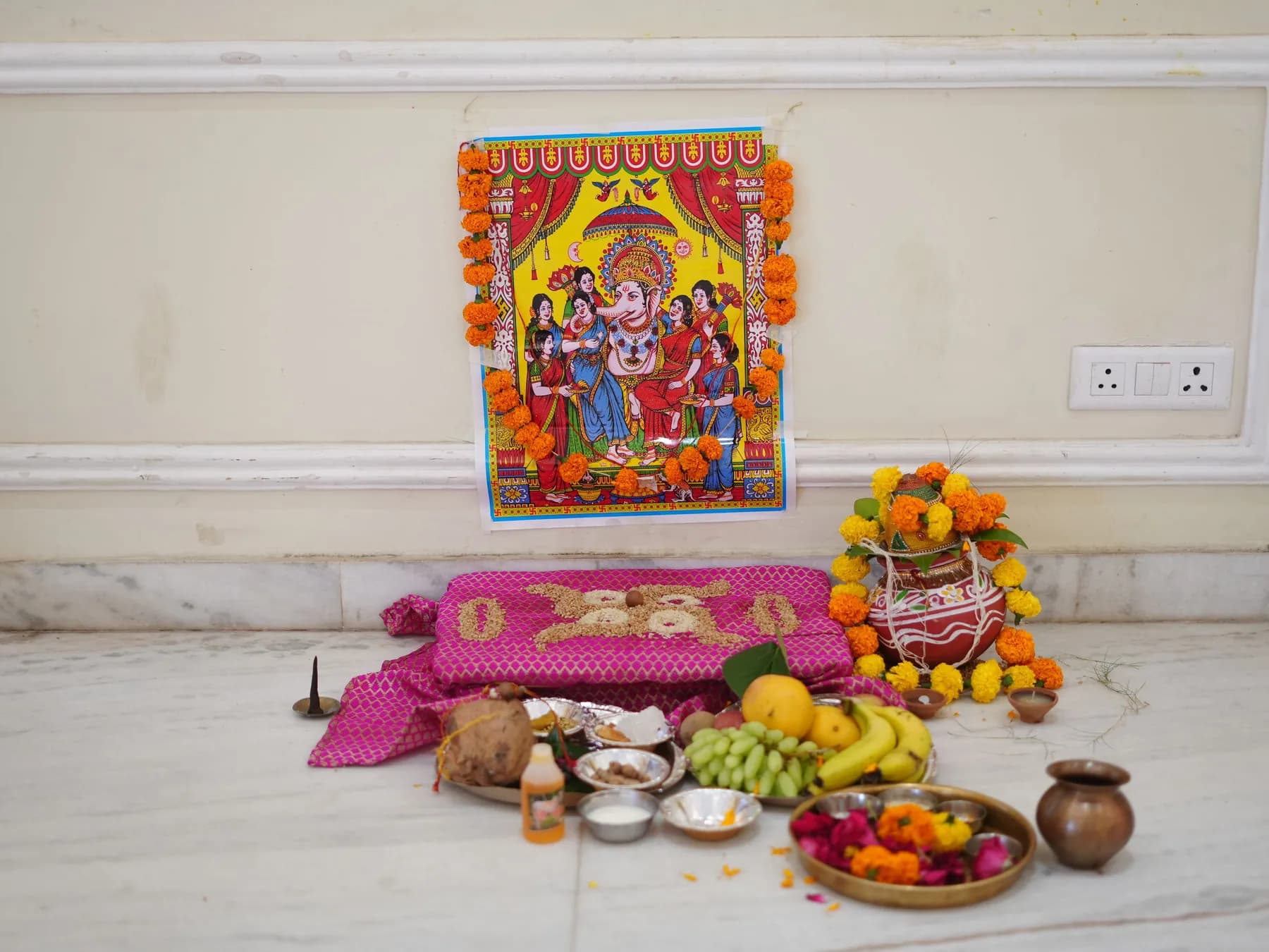 Home Ganesha puja setup — design inspiration