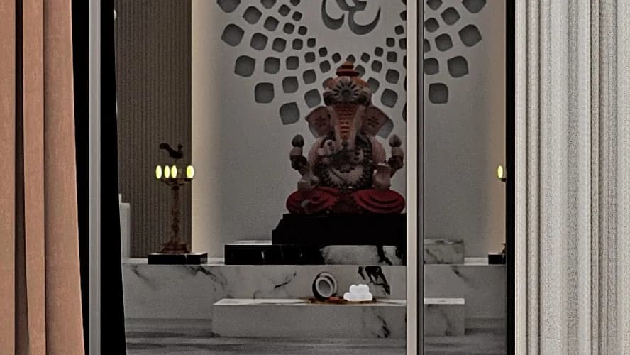 WB Interior Backlit Om mandir unit design render