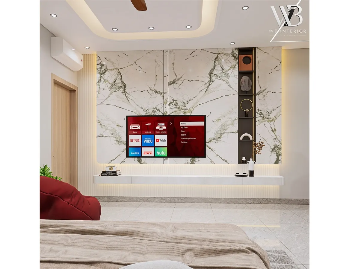 WB Interior Marble TV feature wall design render